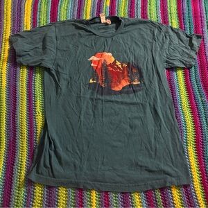 Colorado sunset mountains dark teal t shirt L large %100 cotton